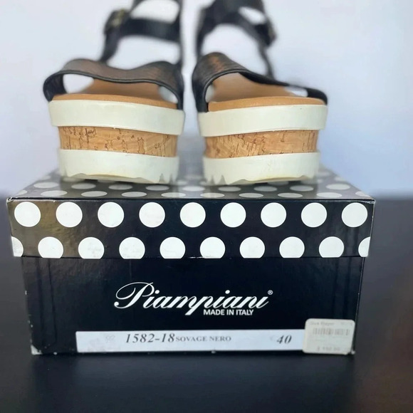 Piampiani Vera Pelle Ankle Strap Platform Sandals Black and White size 9 - Picture 8 of 13